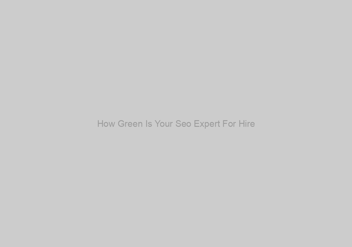 How Green Is Your Seo Expert For Hire?